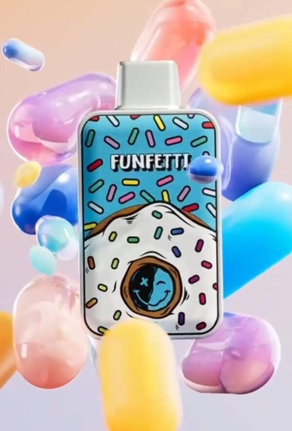 Experience the sweet, nostalgic flavor of Funfetti Donuts by Fryd—delicious dessert-inspired vape with potent, relaxing effects. fryd dispos